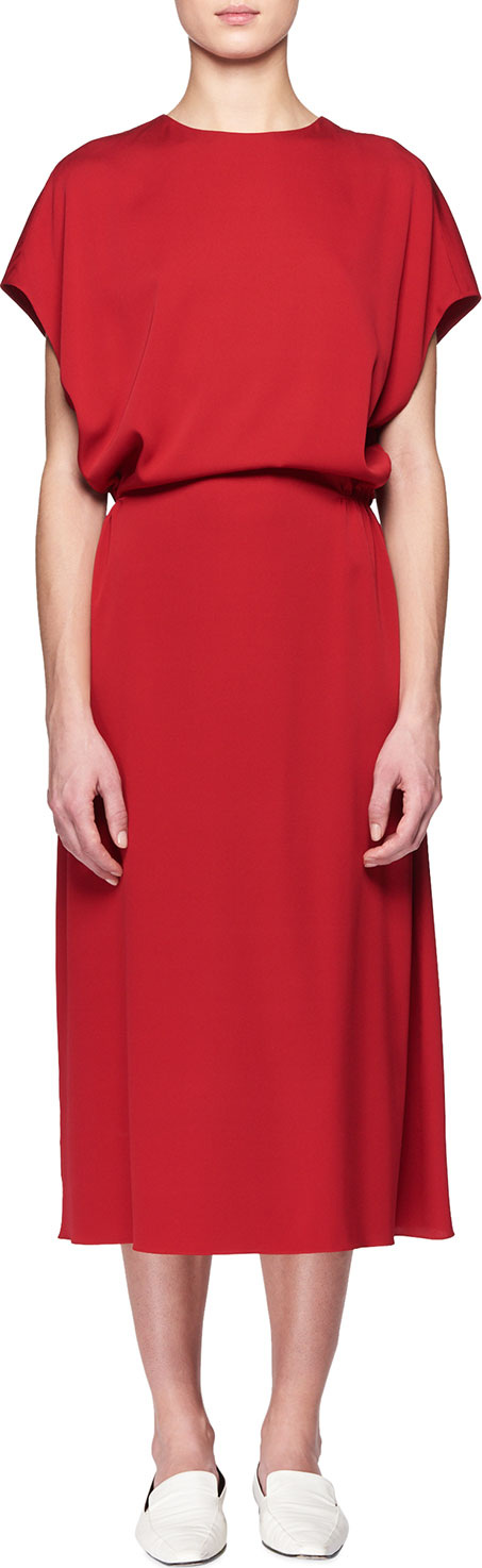 THE ROW Cyde Dolman-Sleeve Blouson-Top A-Line Silk Dress