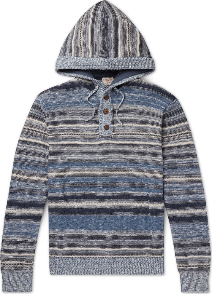 Faherty Baja Slim-Fit Striped Knitted Hoodie
