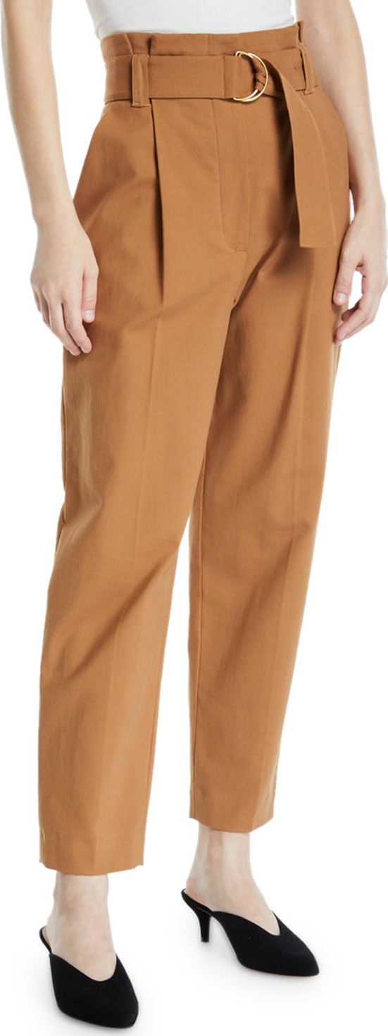 A.L.C. Diego High-Waist Belted Cotton-Stretch Pants