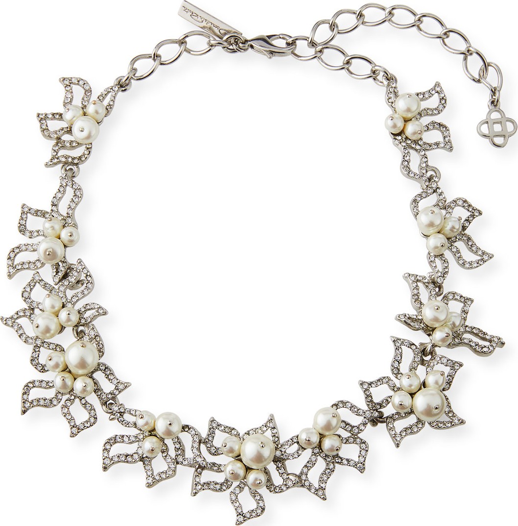Oscar De La Renta Pave Petal Collar Necklace