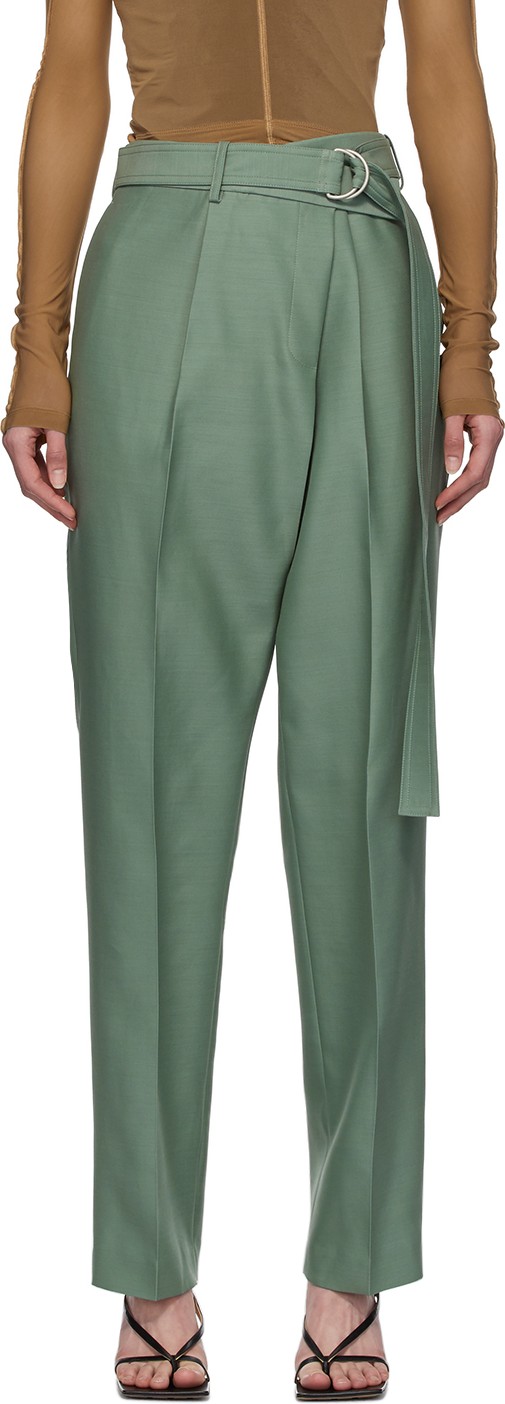 Helmut Lang Green Silk Wrap Trousers