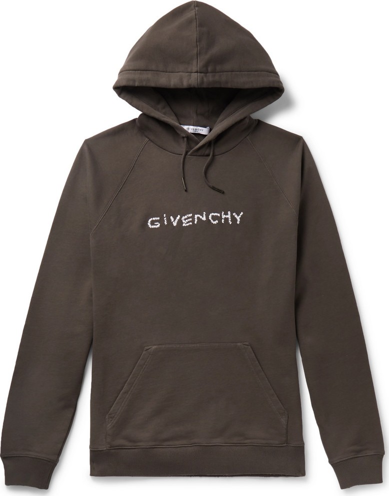 Givenchy Logo-Emboidered Loopback Cotton-Jersey Hoodie