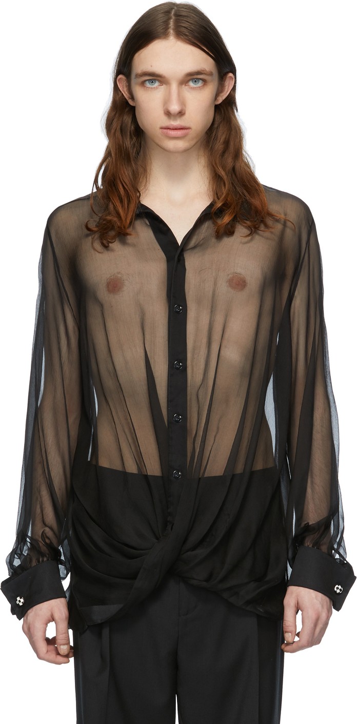 Palomo Spain Black Silk Shirt