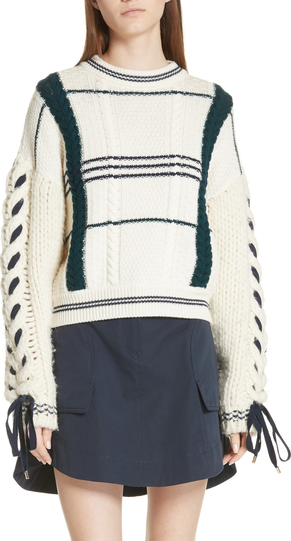 Carven Cable Knit Merino Wool & Alpaca Sweater