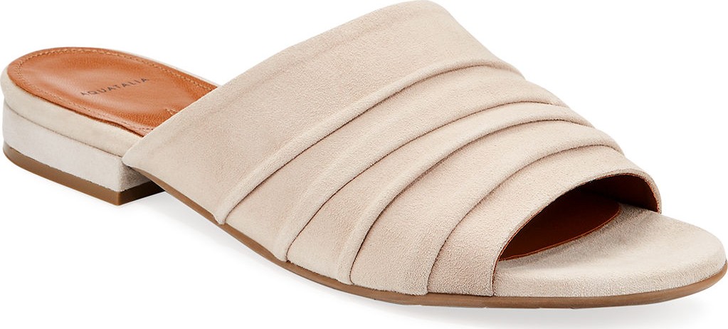 Aquatalia Tiana Ruched Suede Slide Sandals