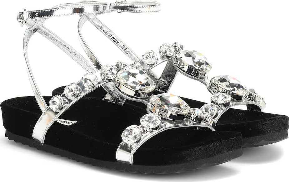 Miu Miu Crystal-embellished leather sandals