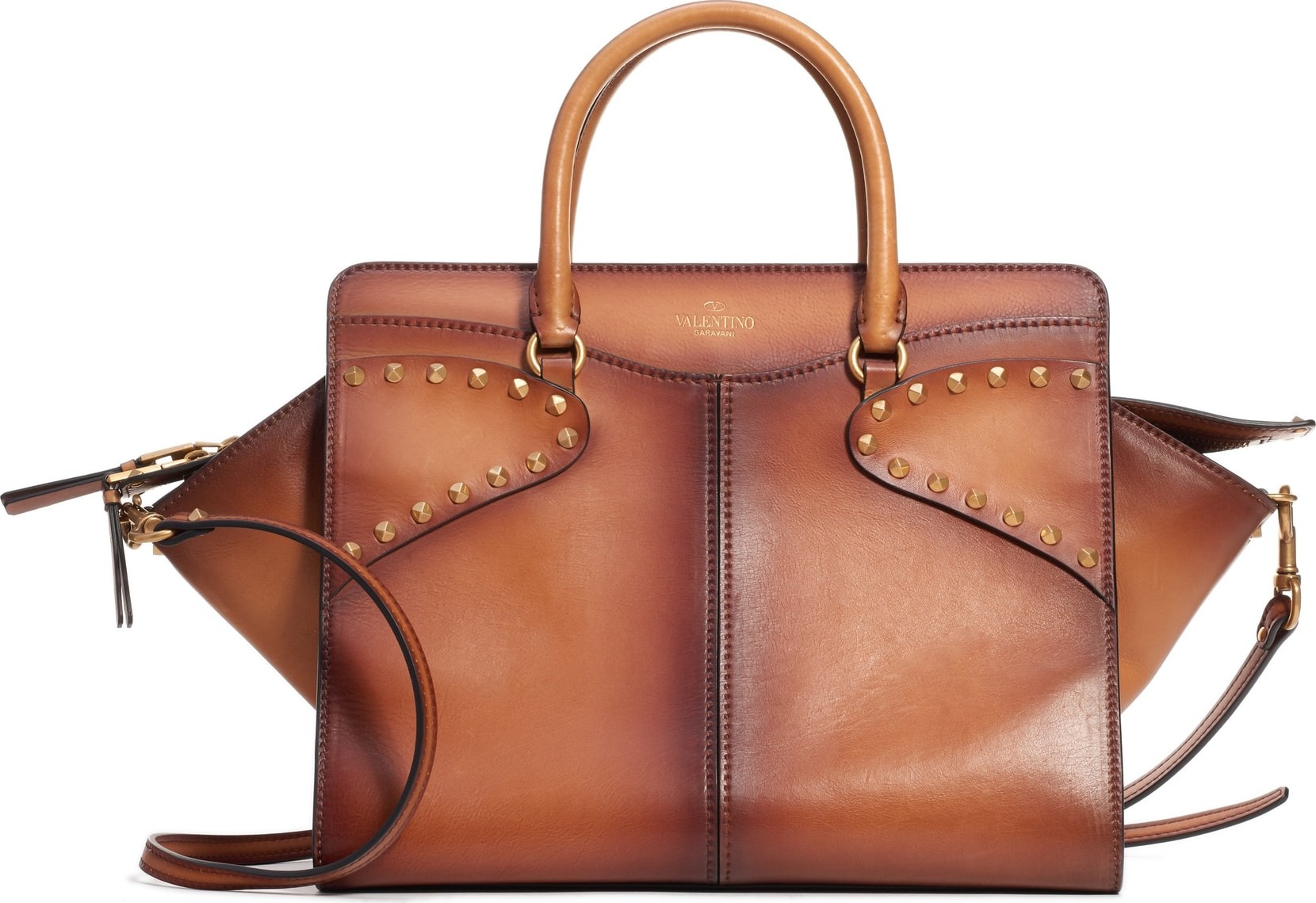 Valentino Twinkle Studs Double Handle Leather Bag