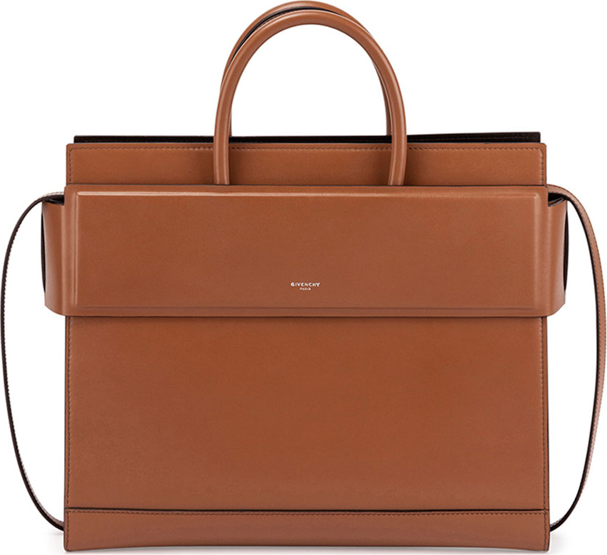 Givenchy Horizon Small Leather Satchel Bag, Caramel