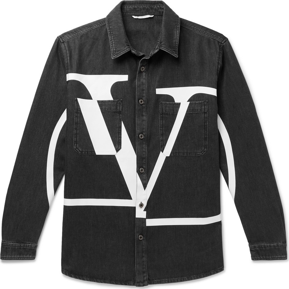 Valentino Logo-Print Denim Overshirt