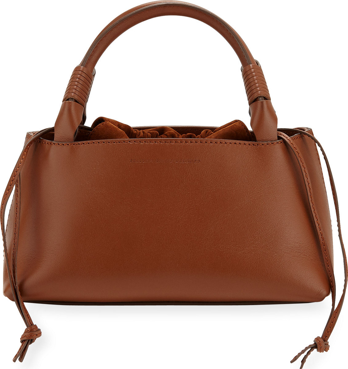 Carolina Santo Domingo Sirena Leather & Suede Drawstring Top Handle Bag