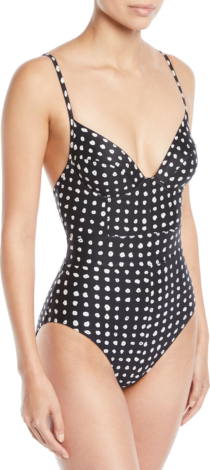 Proenza Schouler U-Wire Spotted One-Piece Lingerie Swimsuit