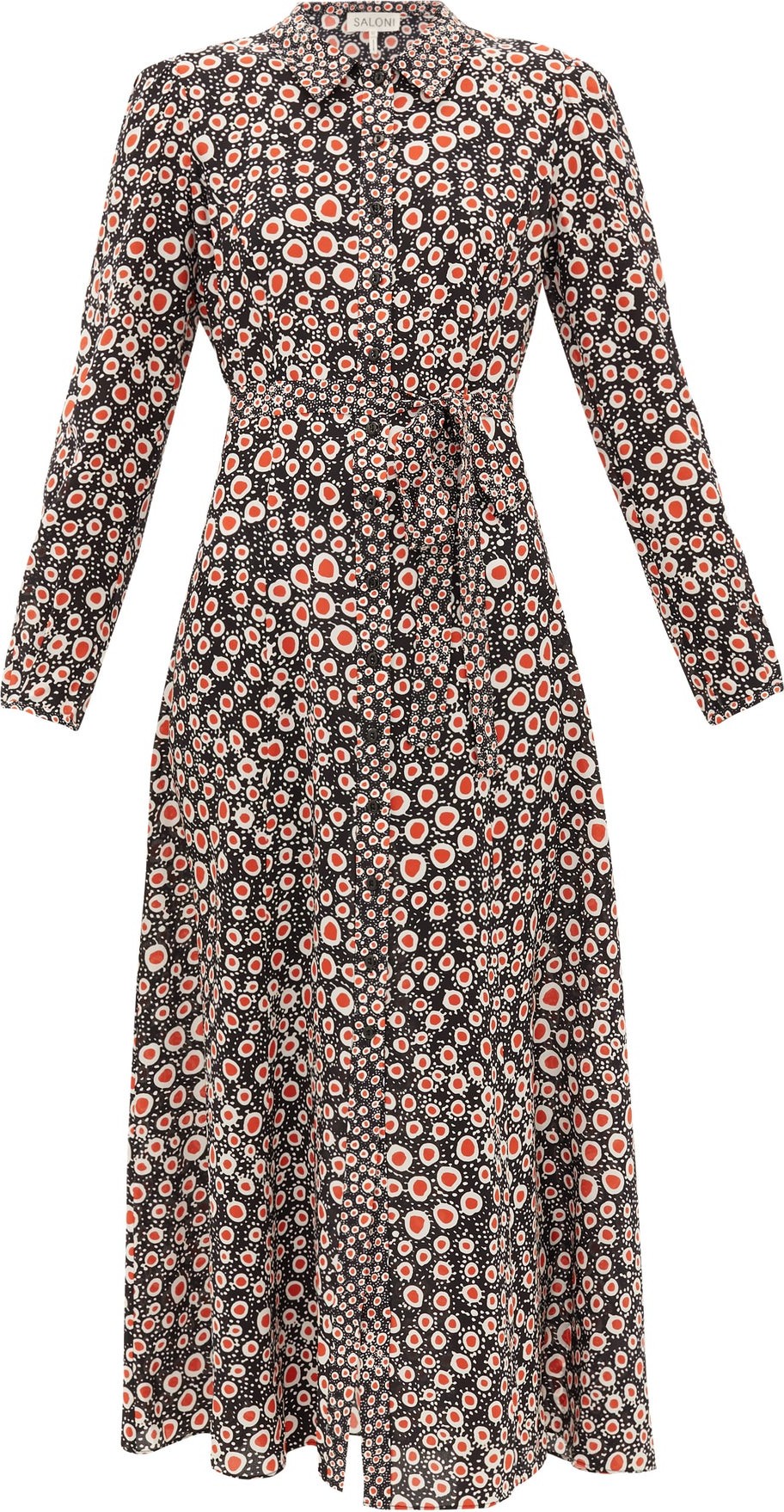 Saloni Vanessa polka-dot silk shirtdress