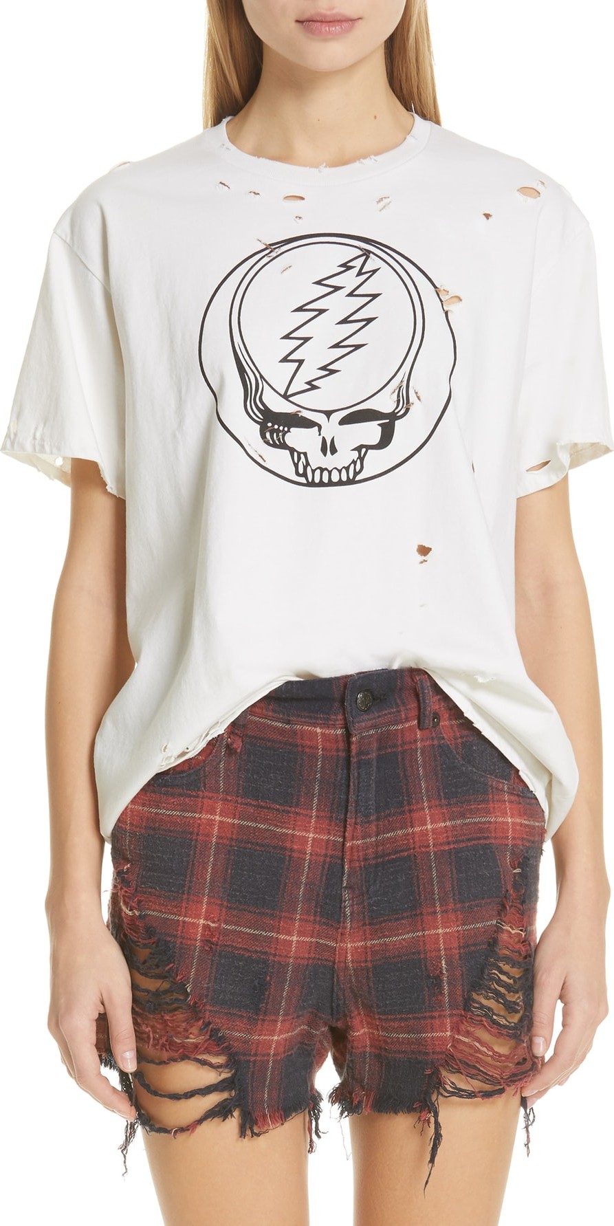 R13 Steal Your Face Distressed Graphic Tee
