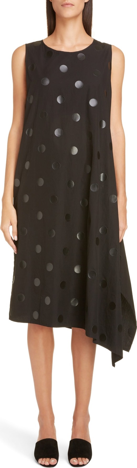 Y's By Yohji Yamamoto Tonal Dot Asymmetrical Tank Dress
