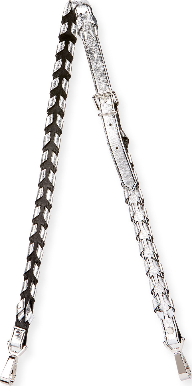 Proenza Schouler Metallic Whipstitch Leather Shoulder Strap, Silver