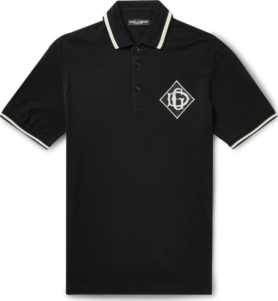 Dolce & Gabbana Logo-Appliquéd Cotton-Piqué Polo Shirt