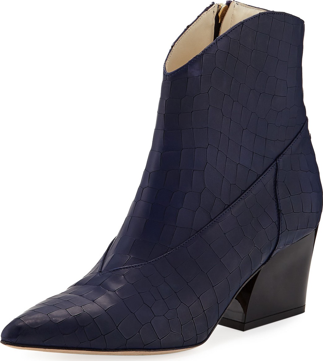 Tibi Dylan Croc-Embossed Booties