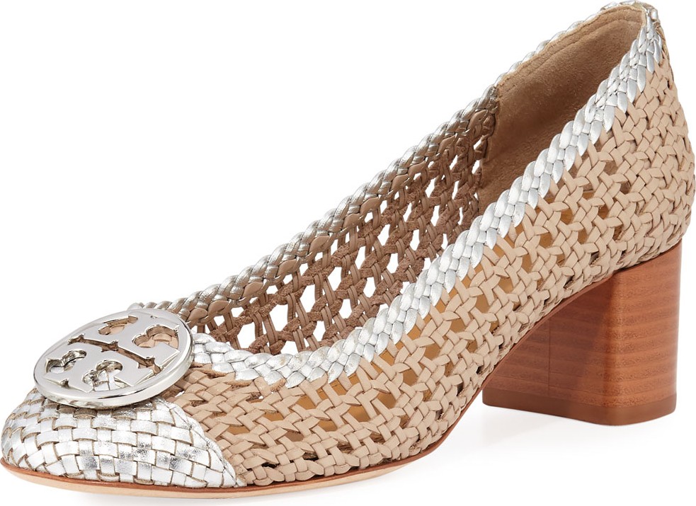 Tory Burch Chelsea Woven Metallic Leather Pumps