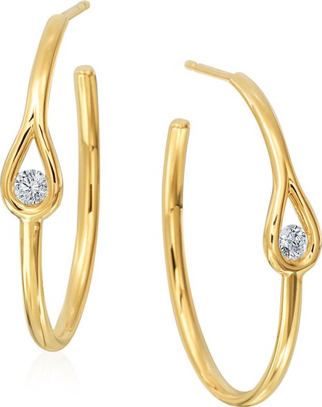 Maria Canale 18k Gold Hoop Earrings with Diamond Teardrop