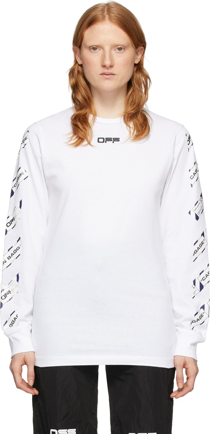 Off White White Airport Long Sleeve T-Shirt