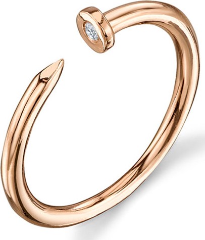 Sydney Evan 14k Rose Gold Nail Ring w/ Diamond  Size 6.5