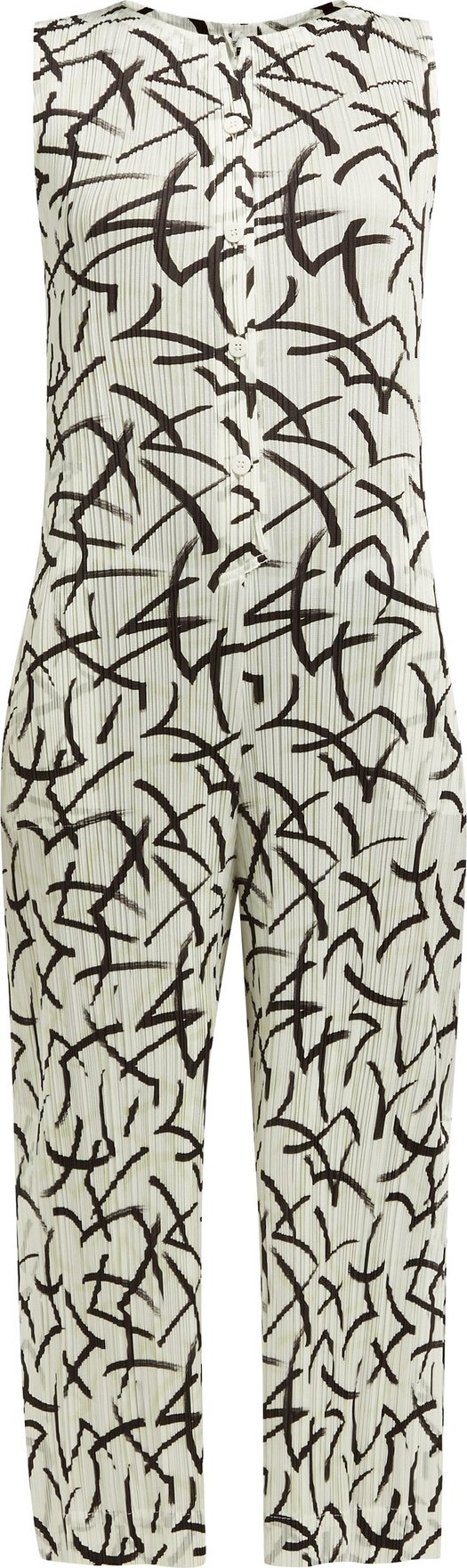 Pleats Please By Issey Miyake Abstract dash-print pleated jumpsuit