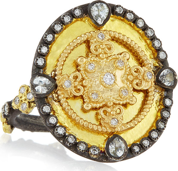 Armenta OId World Heraldry Oval Shield Ring