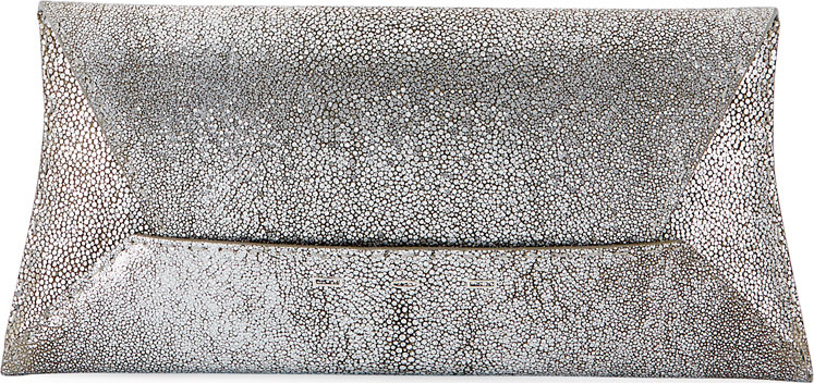 VBH Manila Stretch Stingray Clutch Bag, Silver Leaf