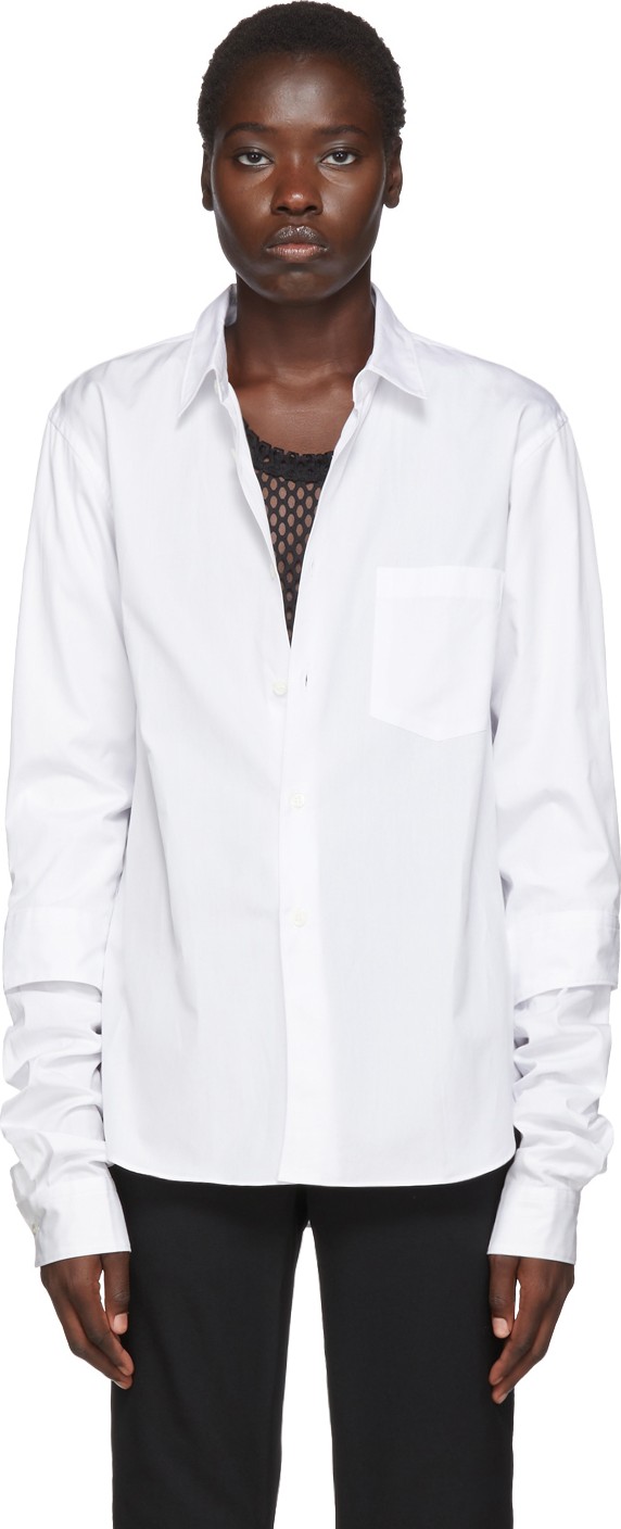 Comme Des Garçons Homme Plus White Double Layer Shirt