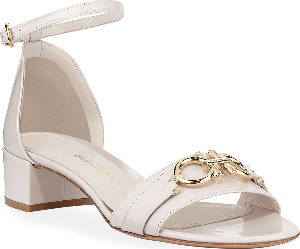 Salvatore Ferragamo Como Gancini Patent City Sandals, Jasmine