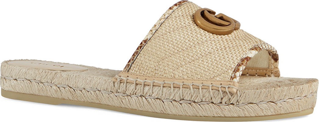 Gucci Pilar Straw Espadrille Sandals