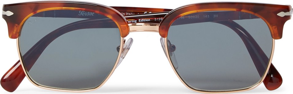 Persol D-Frame Tortoiseshell Acetate and Gold-Tone Sunglasses