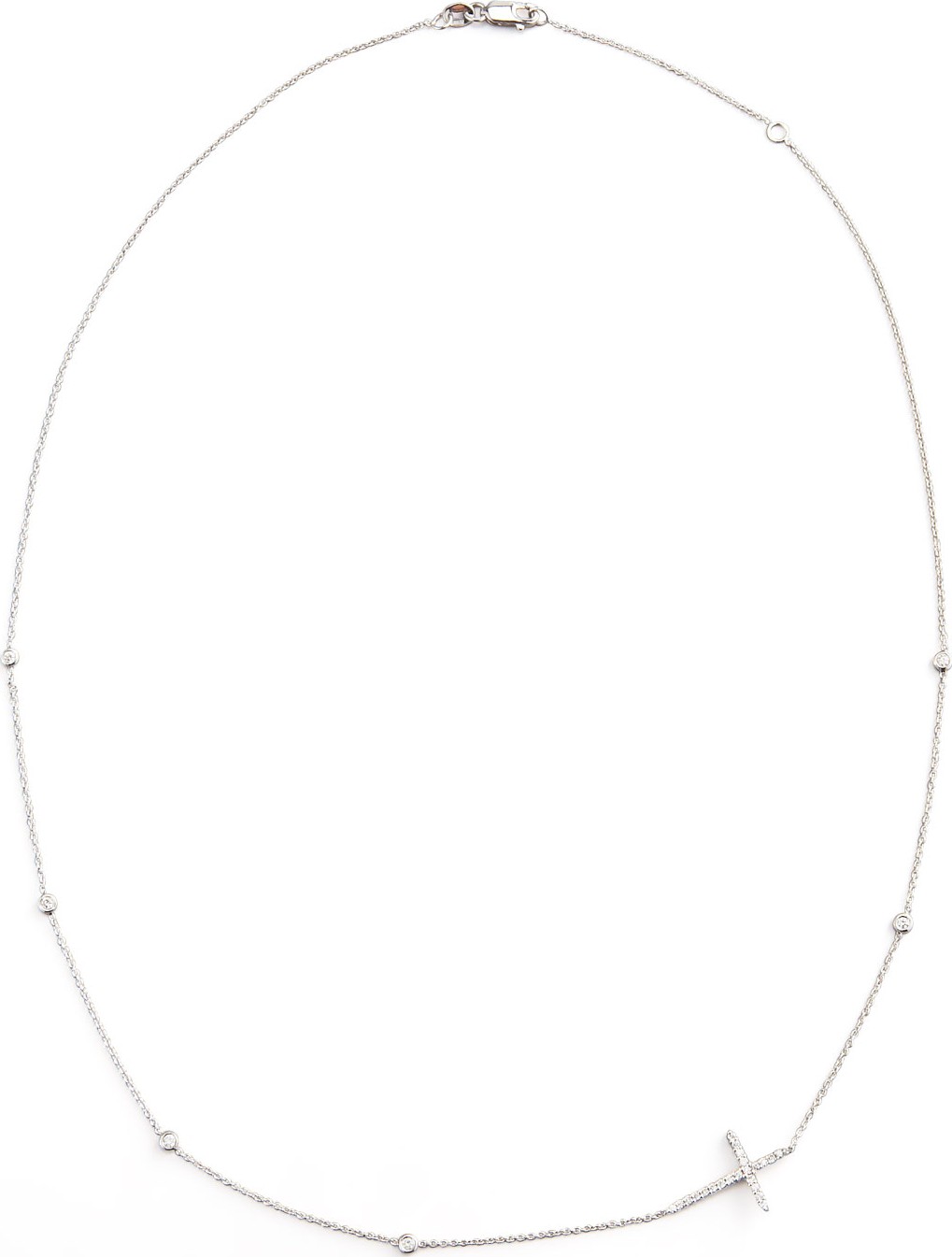 Roberto Coin Integrated Diamond Cross Necklace, White Gold