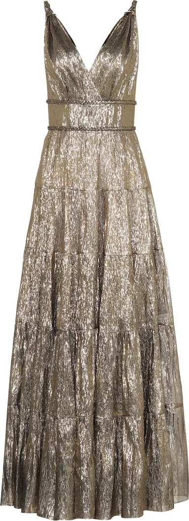 Oscar De La Renta Silk-blend lamé gown