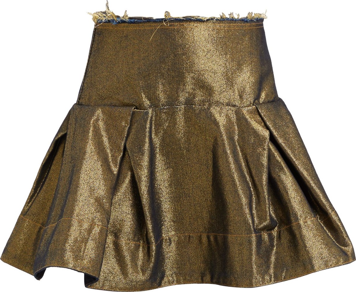 Marques'Almeida Raw-edge metallic-denim mini skirt