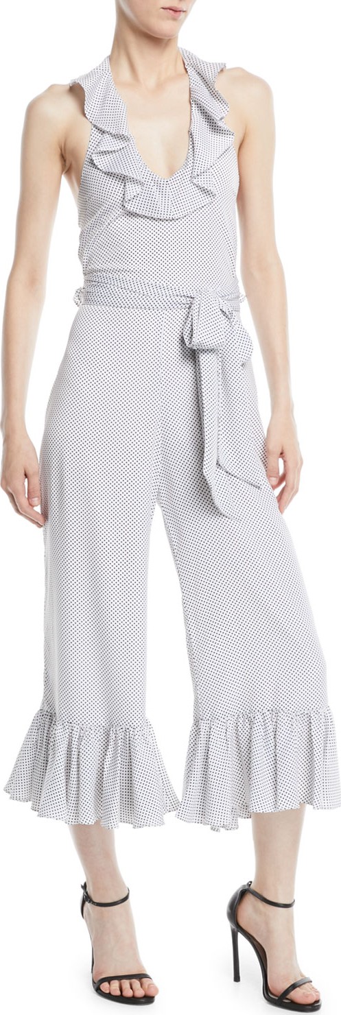 LIKELY Delphine Dot-Print Ruffle Jumpsuit