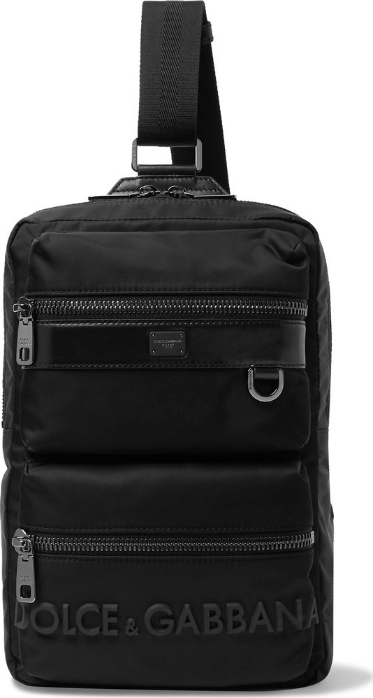 Dolce & Gabbana Logo-Detailed Leather-Trimmed Canvas Backpack