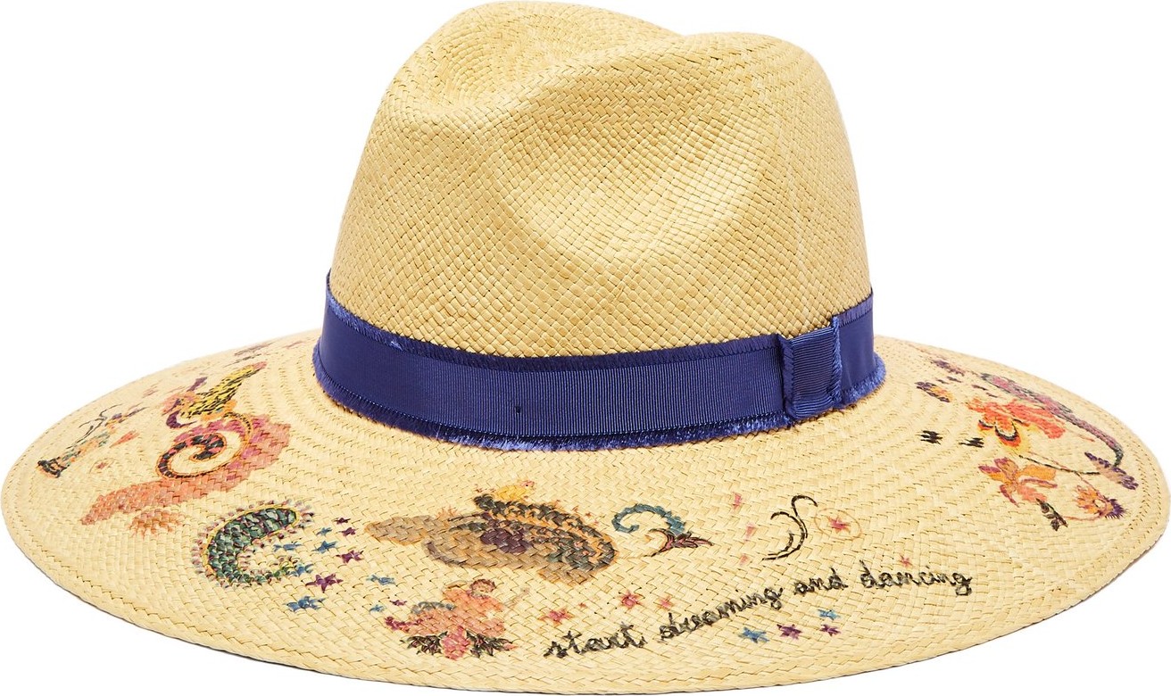 Etro Printed straw panama hat