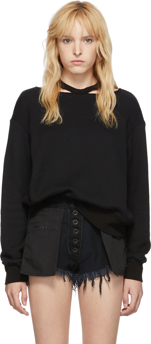 Unravel Black Cut-Out Crewneck Sweater