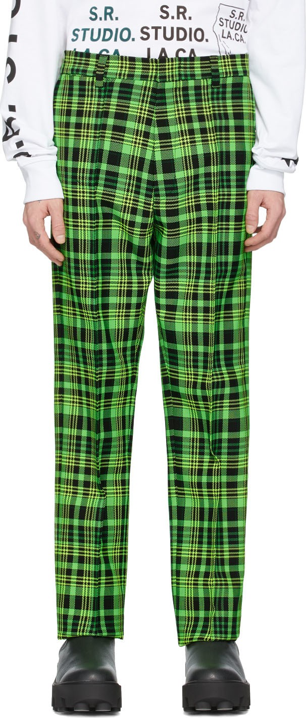 S.R. STUDIO. LA. CA. Green Open-Weave Check Trousers