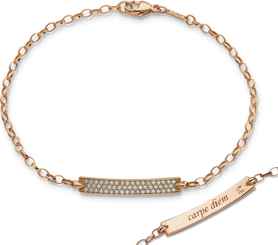 Monica Rich Kosann Petite Poesy Diamond ID Bracelet in 18K Rose Gold