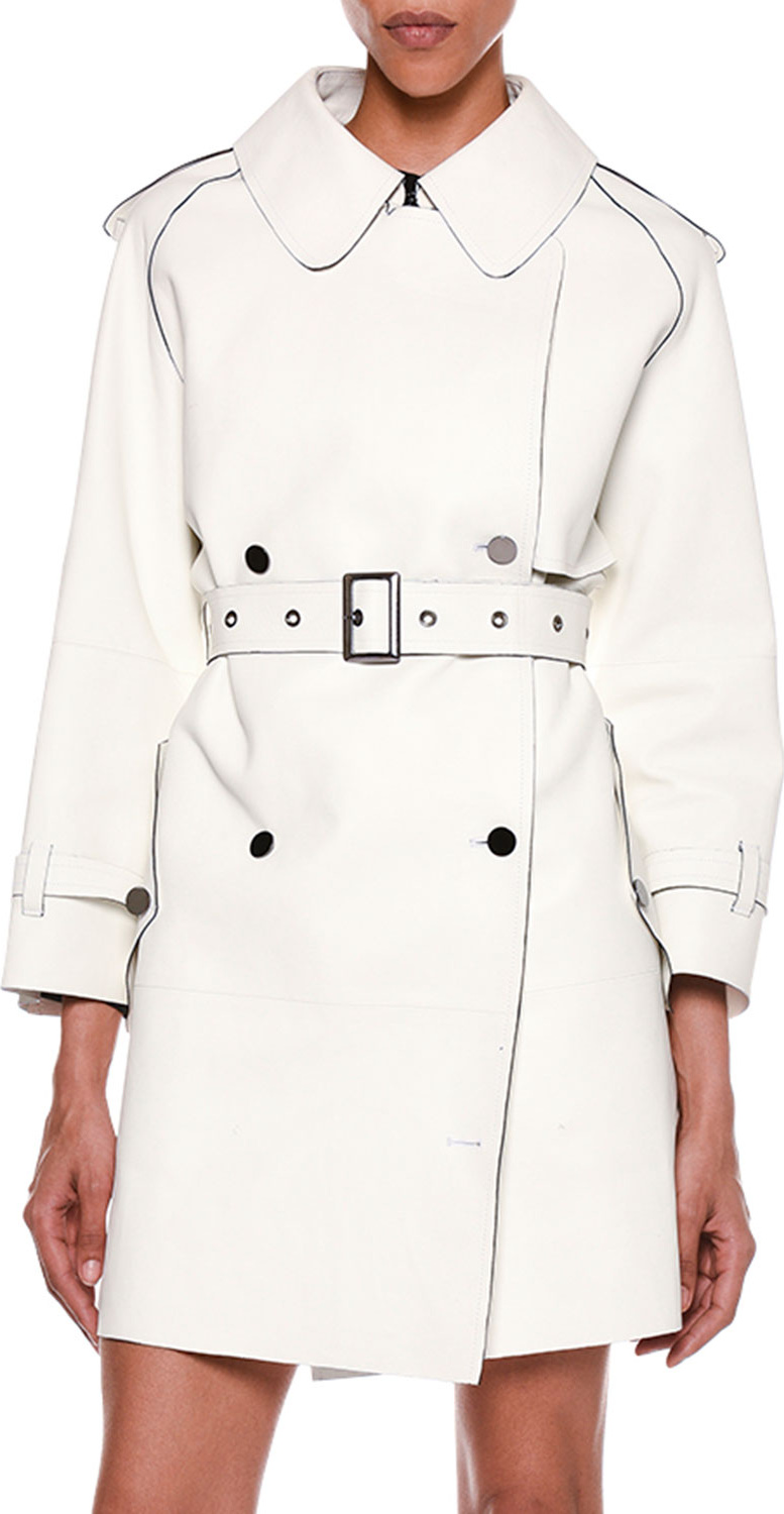 TOM FORD Contrast-Trim Bonded Leather Trench Coat