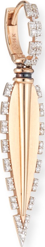 Kismet by Milka 14k Rose Gold Diamond Knurled Blade Drop Earring (Single)