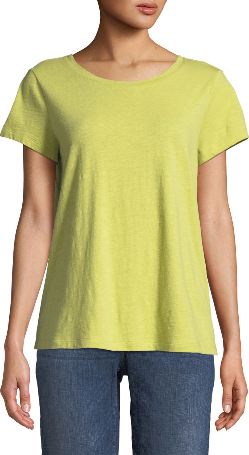 Eileen Fisher Slubby Short-Sleeve Organic Cotton Tee