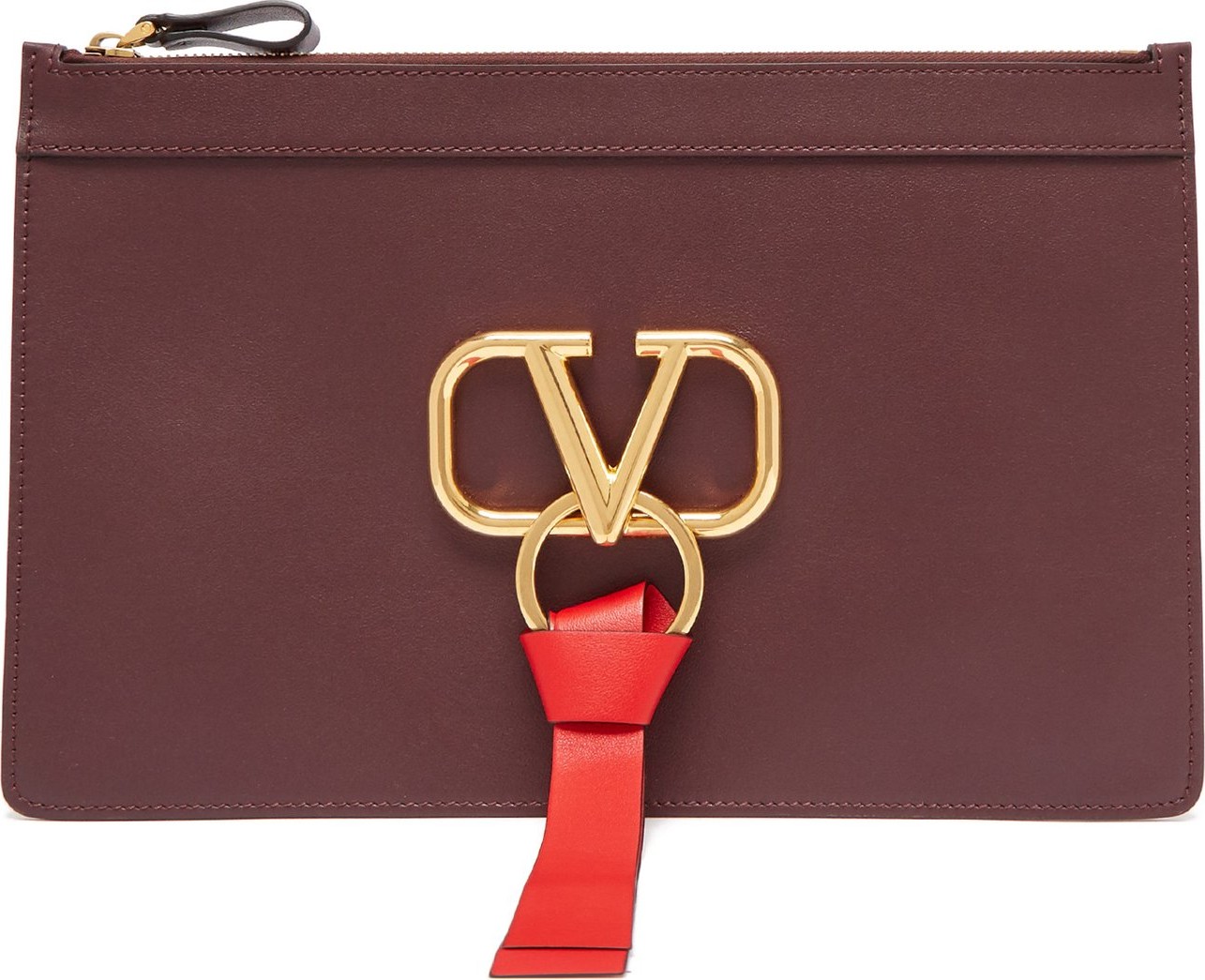 Valentino V-ring leather pouch