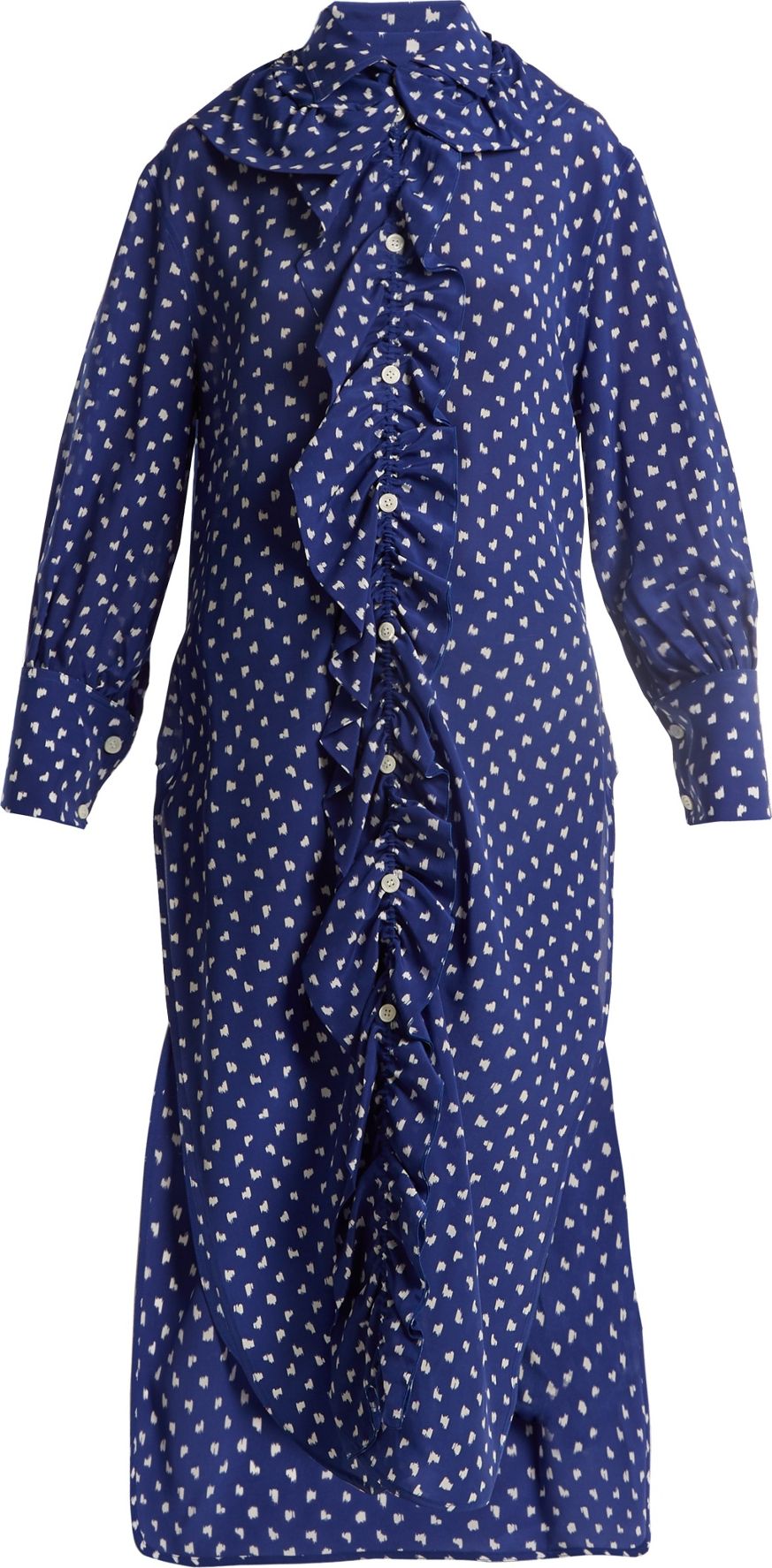 Marni Ruffled-placket fleck-print silk shirtdress
