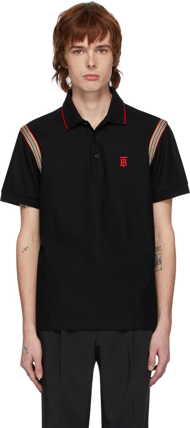 Burberry London England Black Kian Icon Stripe Polo