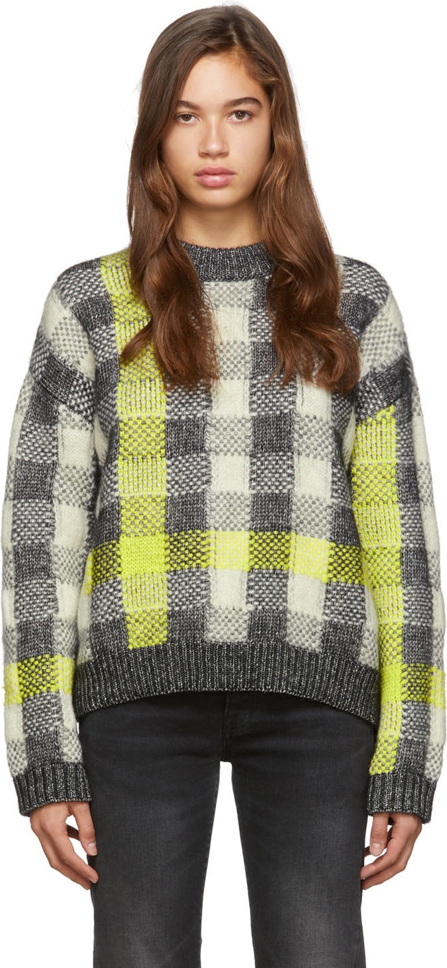 McQ - Alexander McQueen Grey & Yellow Fluro Crewneck Sweater