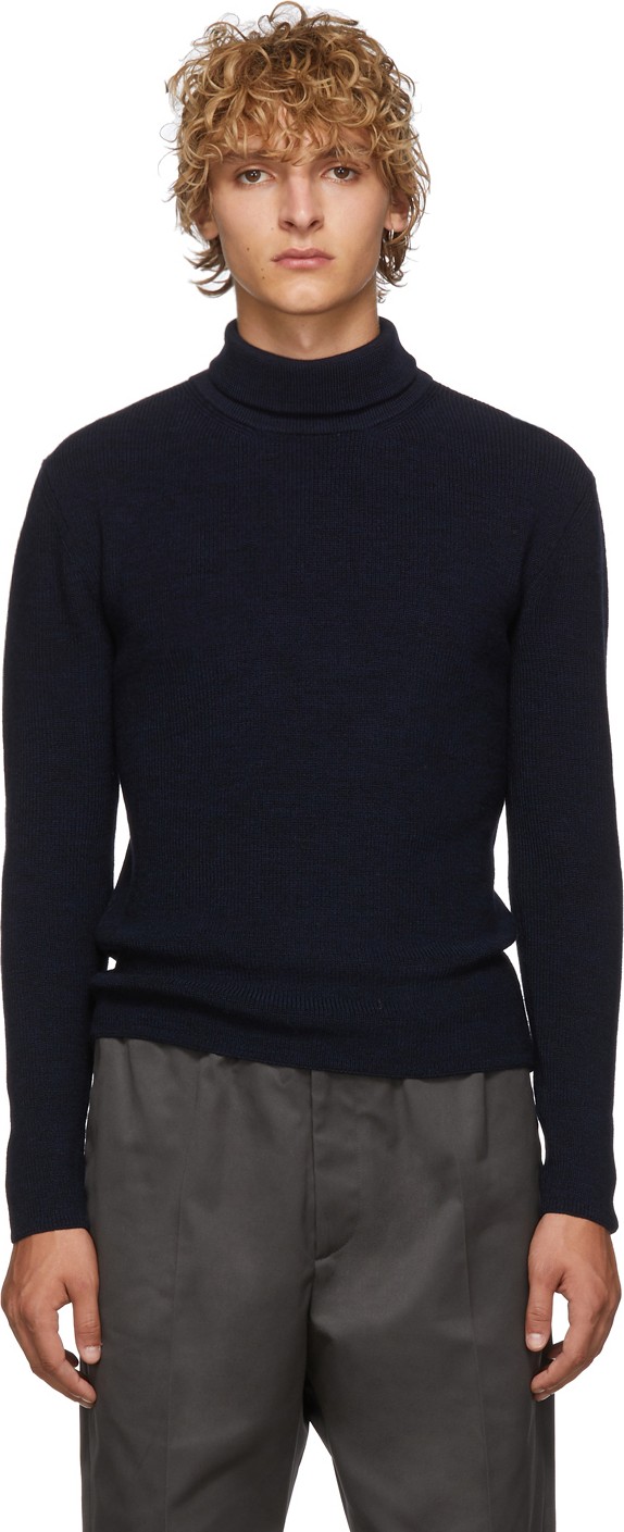 Lemaire Navy & Black Wool Turtleneck