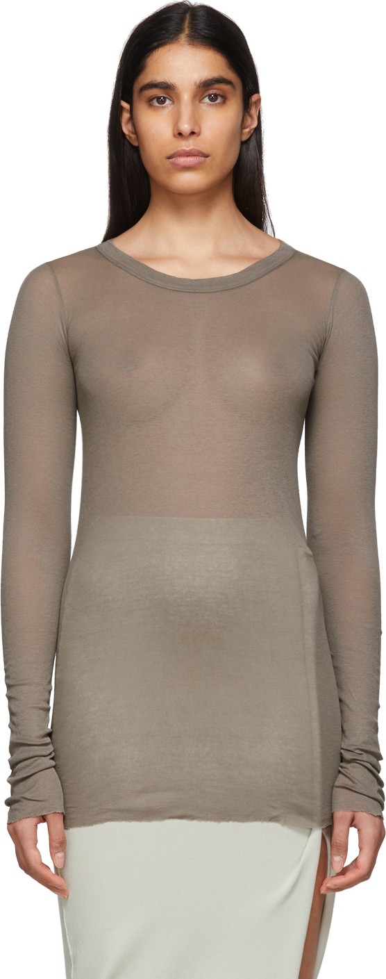 Rick Owens Grey Rib Long Sleeve T-Shirt